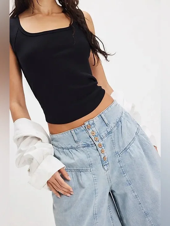 New Free People We The Free Blossom Pull-On Jeans Size L - Picture 4 of 10